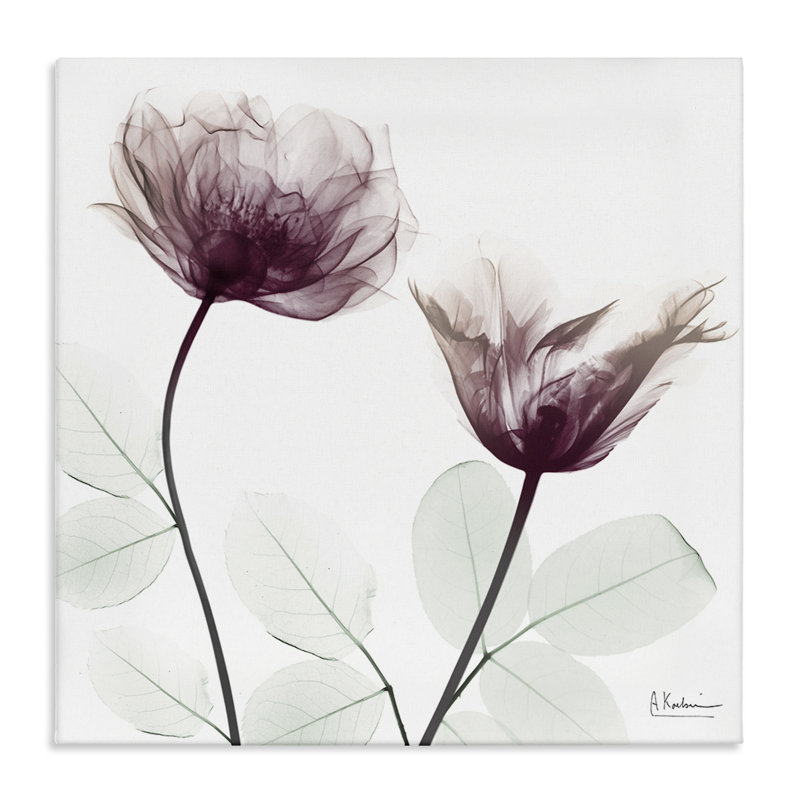 Toile minimaliste à fleurs translucides, design par Albert Koetsier, 17" H x 17" W