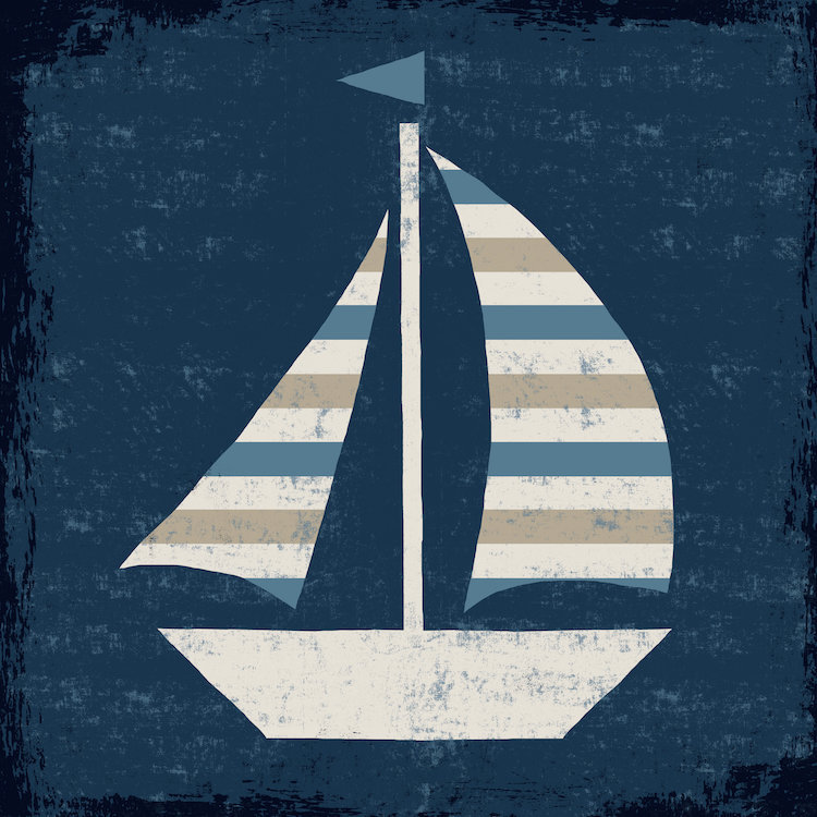 « nautique love (bateau de voilier) »-impression sans cadre sur toile, H 12 po x l 12 po x P 0,75 po, Toile