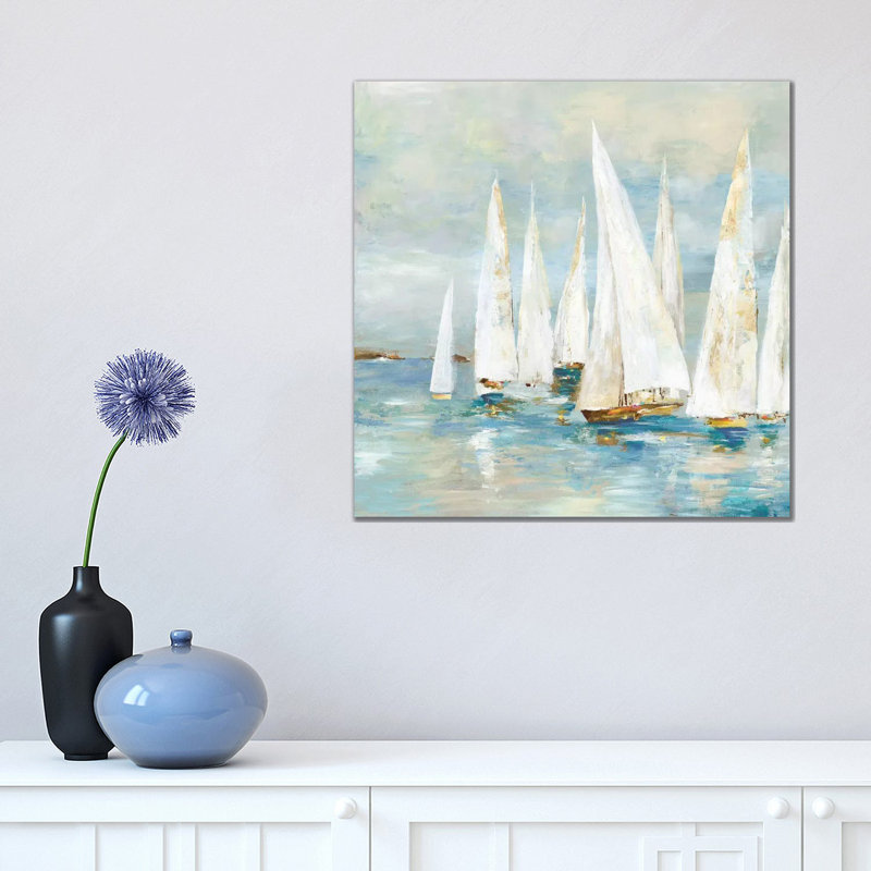 Sailboats by Allison Pearce - Painting on Canvas, No Frame, 45.72 cm H x 45.72 cm W x 1.91 cm D