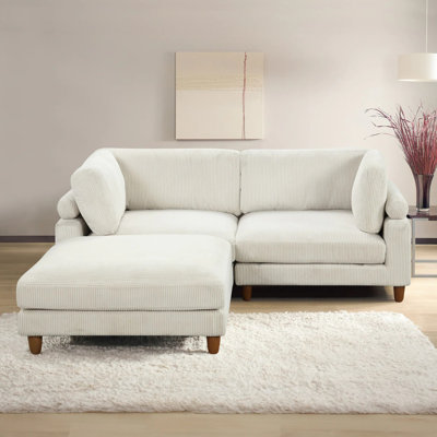 89.4" W Contemporary Sectional, Beige