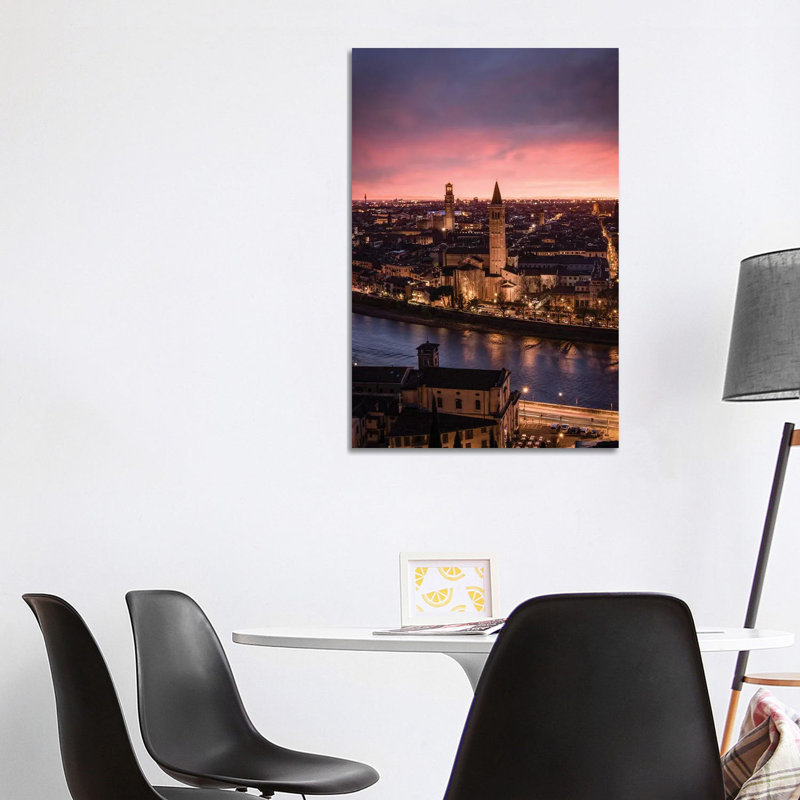 Sunset In Verona by Enzo Romano - Print on Canvas, 101.6cm H x 66.04cm W x 3.81cm D, Wrapped Canvas