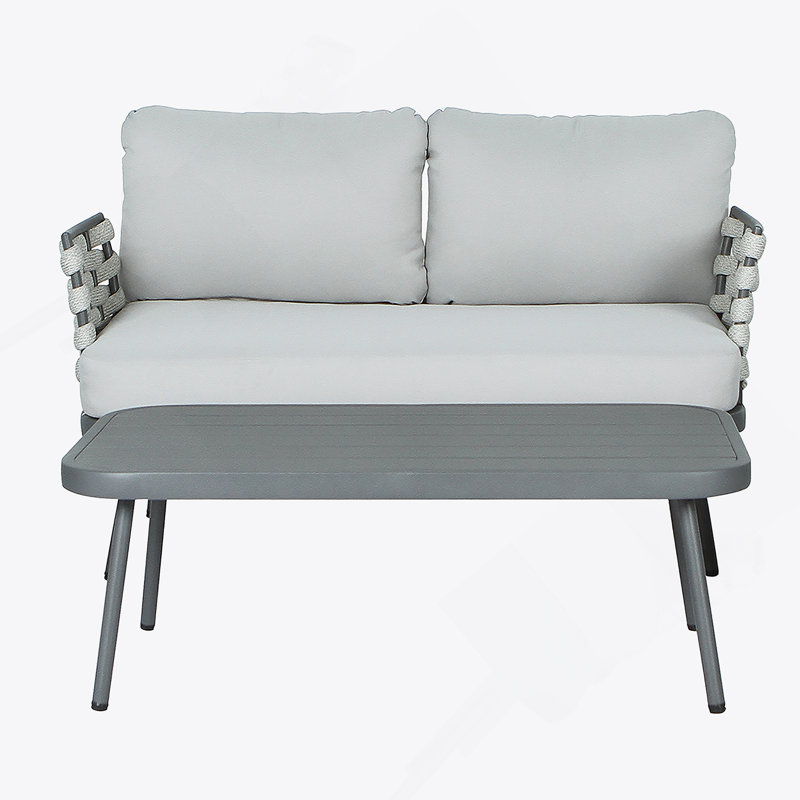 Causeuse et table en acier, gris