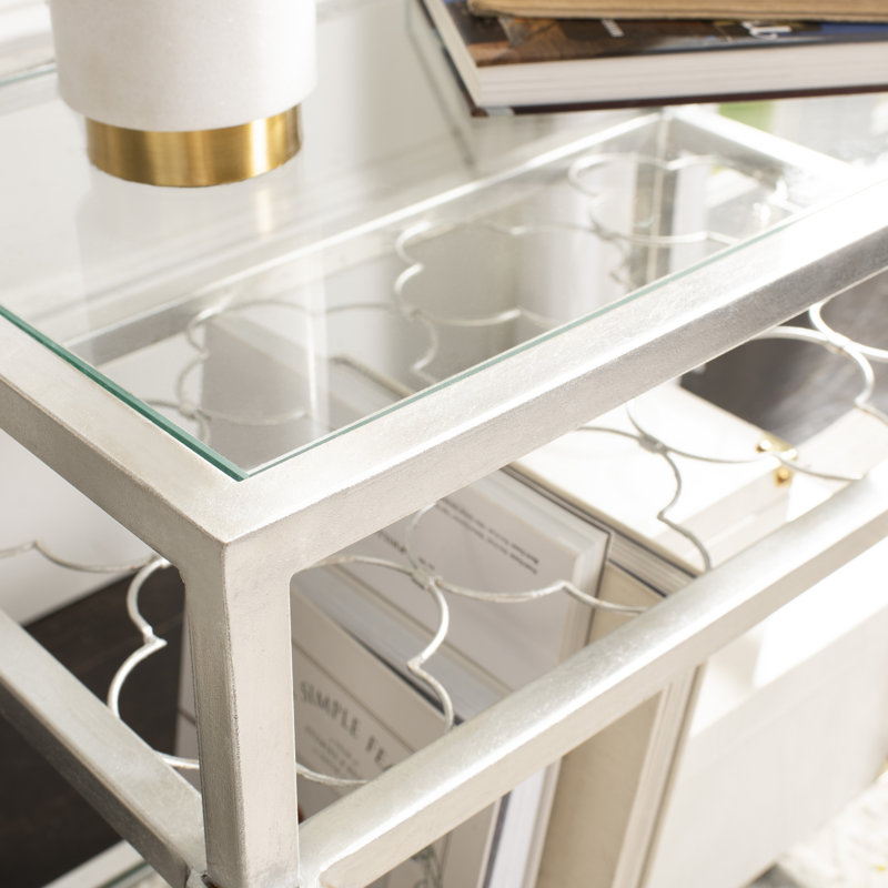 Genevieve Glass Top End Table, Silver