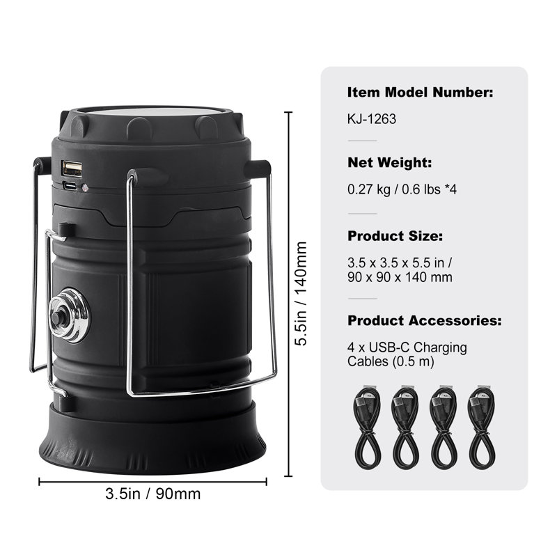 Lanternes de camping DEL rechargeables avec 4 batteries