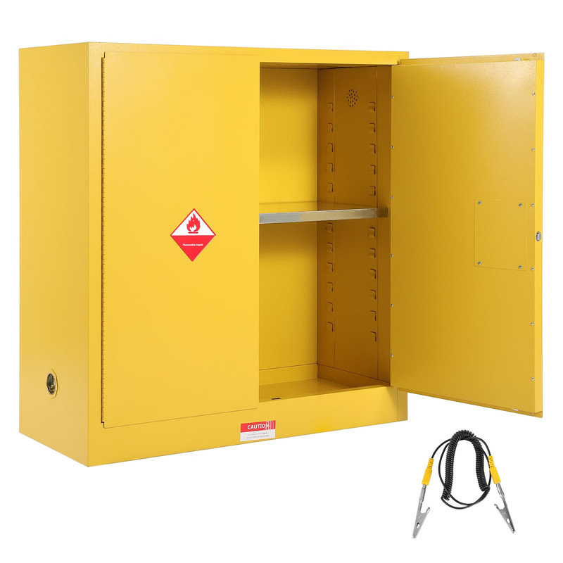 Hazardous Storage Flammable Cabinet – Fire Resistant Safety for Liquids, Ventilated, Adjustable Shelf, Spill Tray