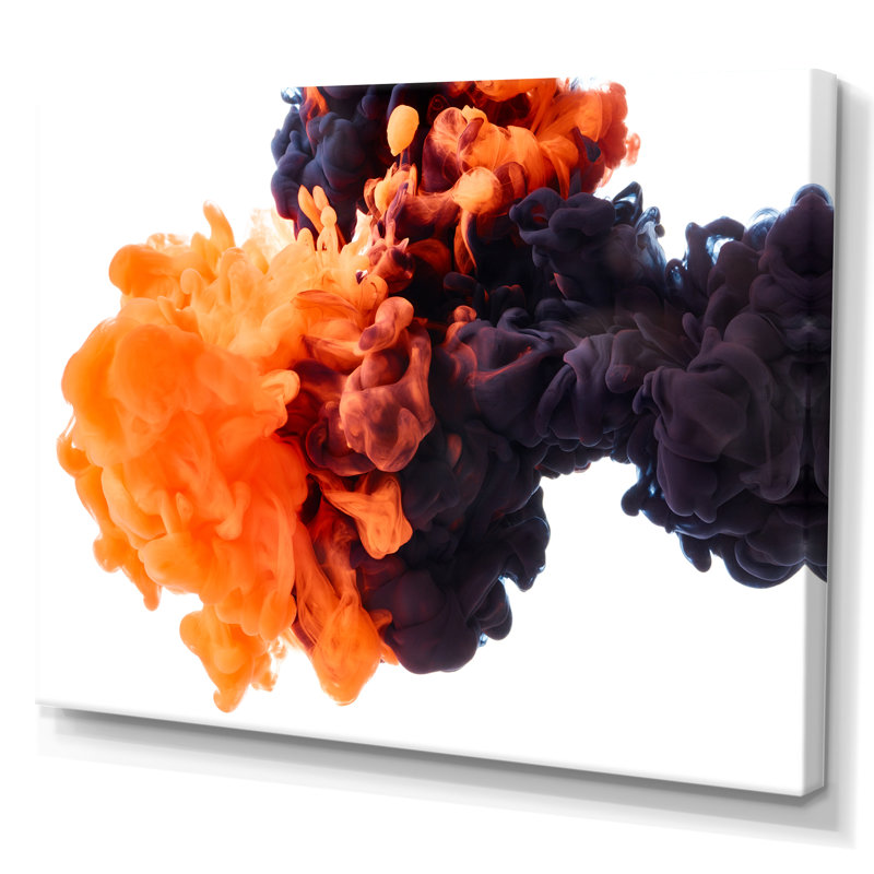 Orange et noir dansant des nuages d'encre - Photographie sur toile, Toile tendue, H 40 po x l 60 po