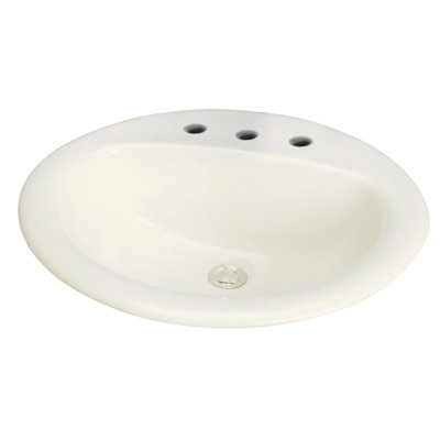 Lavabo de salle de bain ovale encastré en porcelaine vitreuse avec trop-plein Akron