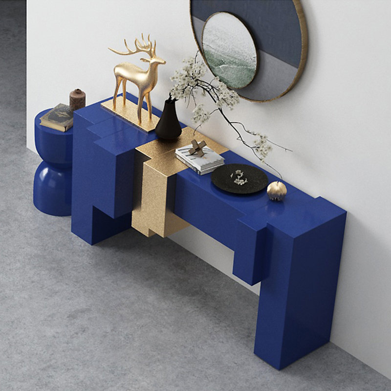 Console Modern Minimalist Art Design, H 35,43 po x l 62,99 po x P 15,75 po, Or / bleu