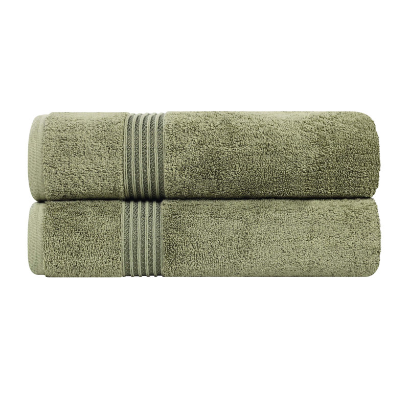 Forest Green Egyptian Cotton Bath Towel Set with Rope Border