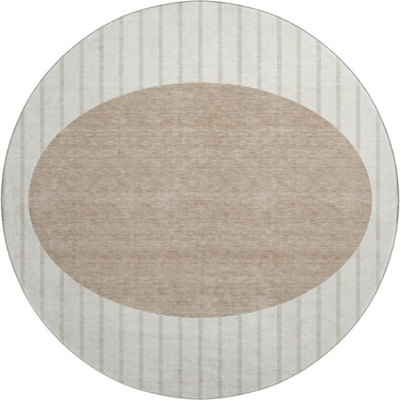 Premium Machine Washable Naglee AMF994 Stripes Rug, Round 8'
