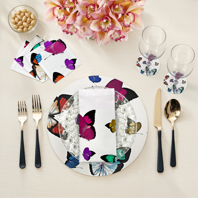 Butterflies Original Vegan Leather Round Coasters, Original