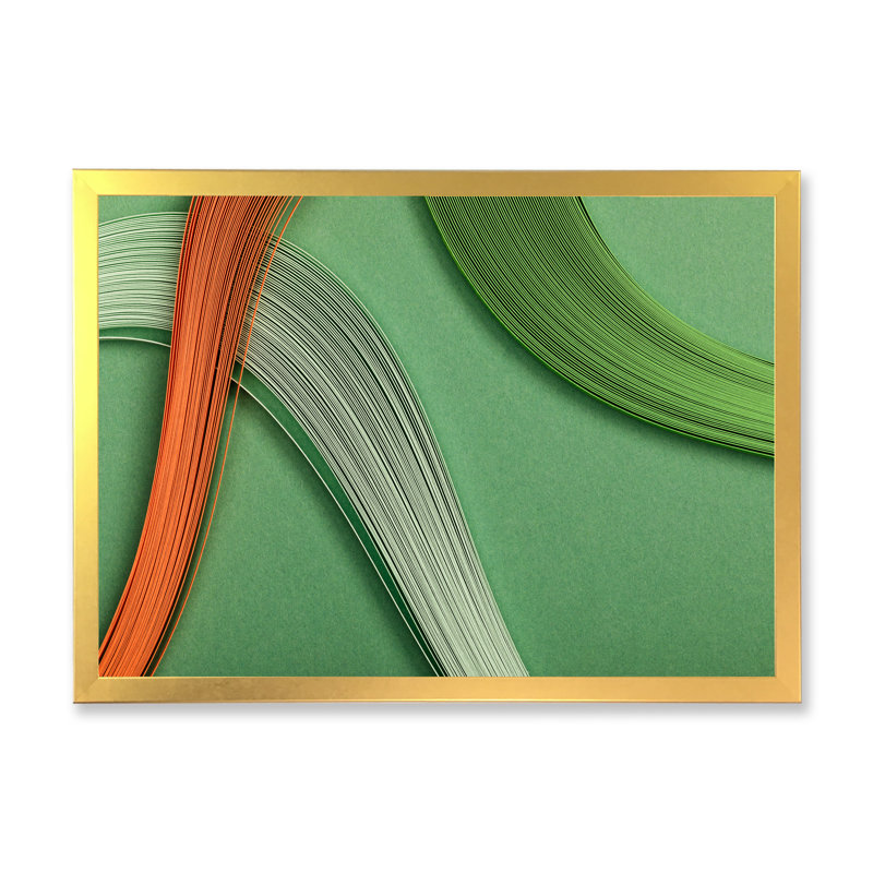 Jonction fractale verte et orange - décoration murale moderne en toile, H 8 po x l 12 po x P 1,5 po