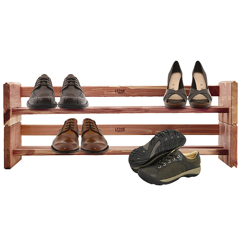 3 Pair Stackable Solid Wood Shoe Rack