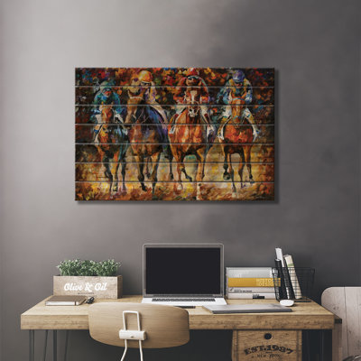 «Lovitt Follow The leader On Wood» par Leonid Afremov, impression graphique