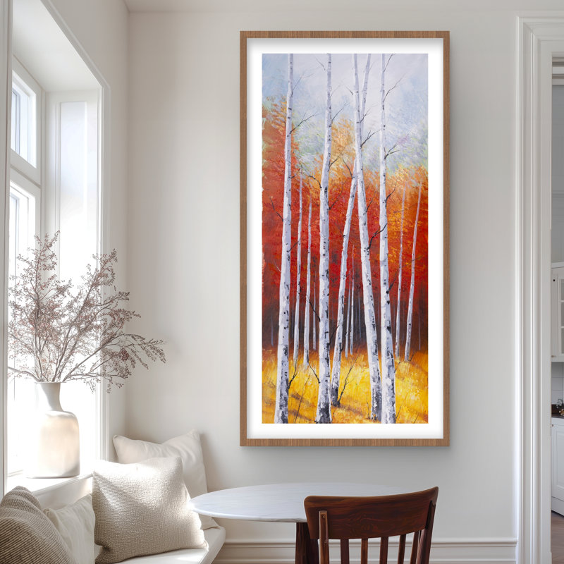 Fall Forest Landscape - Orange Landscapes Framed Print Decor