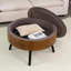 Table basse ronde sculptée avec espace de rangement, table d'appoint Mid-Century moderne en bois pour le salon-1916511882