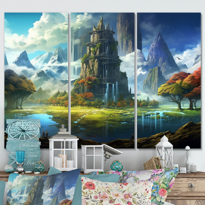 «Fairytale Castle III», reproduction sur toile 3 pièces, H 28 po x l 36 po x P 1 po