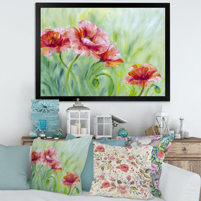 «Red Blossoming Poppies II», peinture sur toile