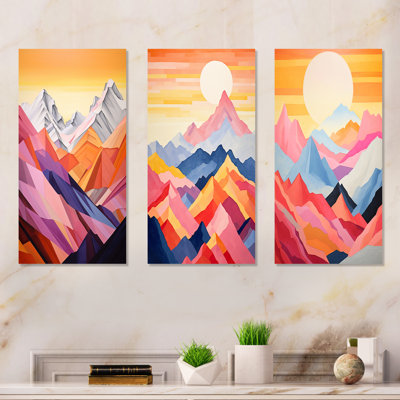 Montagnes, lever de soleil, ensemble d'art mural sur toile 3 montagnes