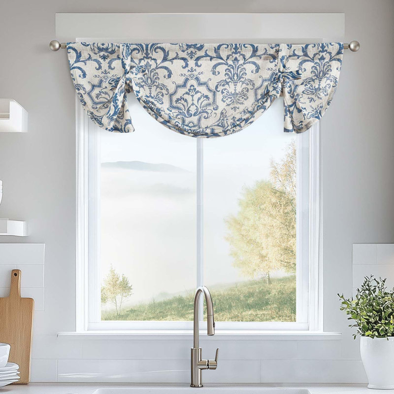 Abat-jour floral en lin avec attaches Valancel, L 42 po x L 36 po, Vert
