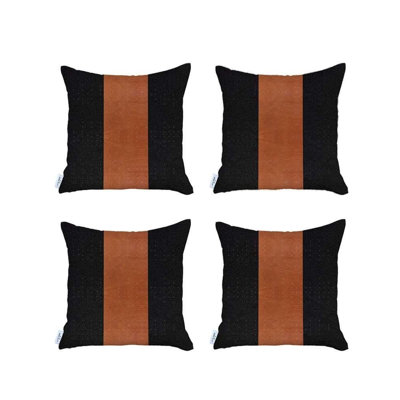 Ensemble de quatre coussins décoratifs à fermeture à glissière en polyester faits à la main 18 po x 18 po