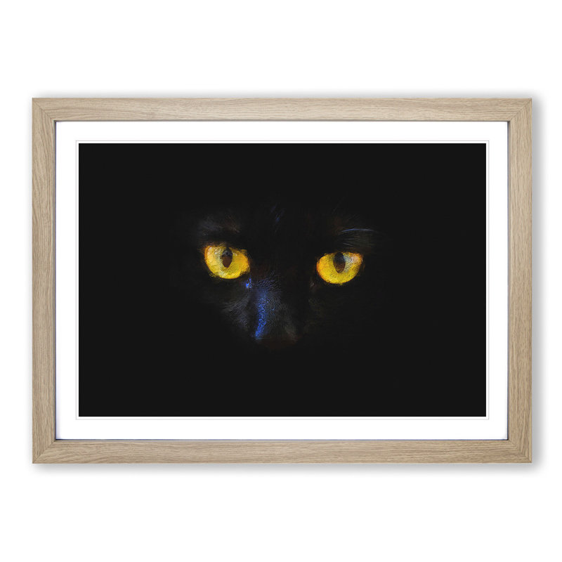 Eyes of a Cat - Picture Frame Graphic Art Print, Oak Framed, 24cm H x 33cm W x 2cm D