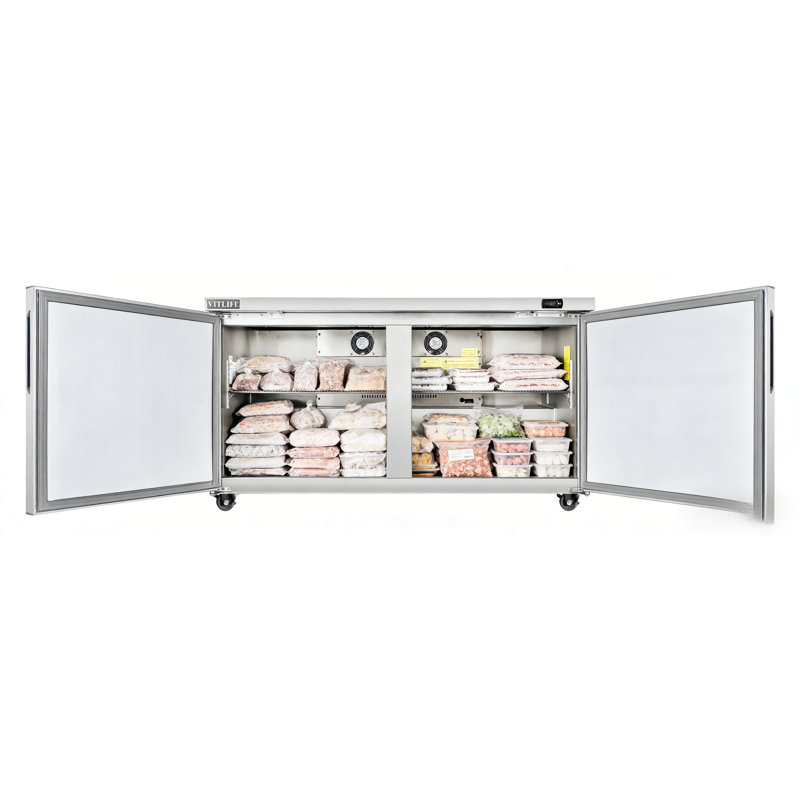 VITLIFE 48" W Commercial Under Counter Freezer, 13.1 Cu.ft, 2 Doors,Stainless Steel Worktop Undercounter Freezer for Restaurant, Bar, Shop