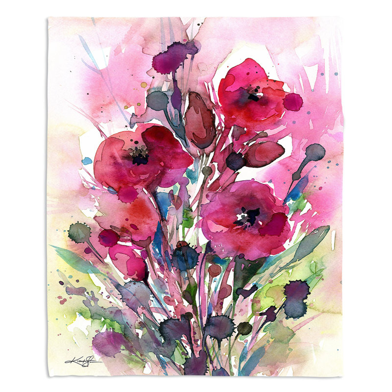 Couverture sherpa doux à motif floral rêves 08, l 68 po x L 80 po
