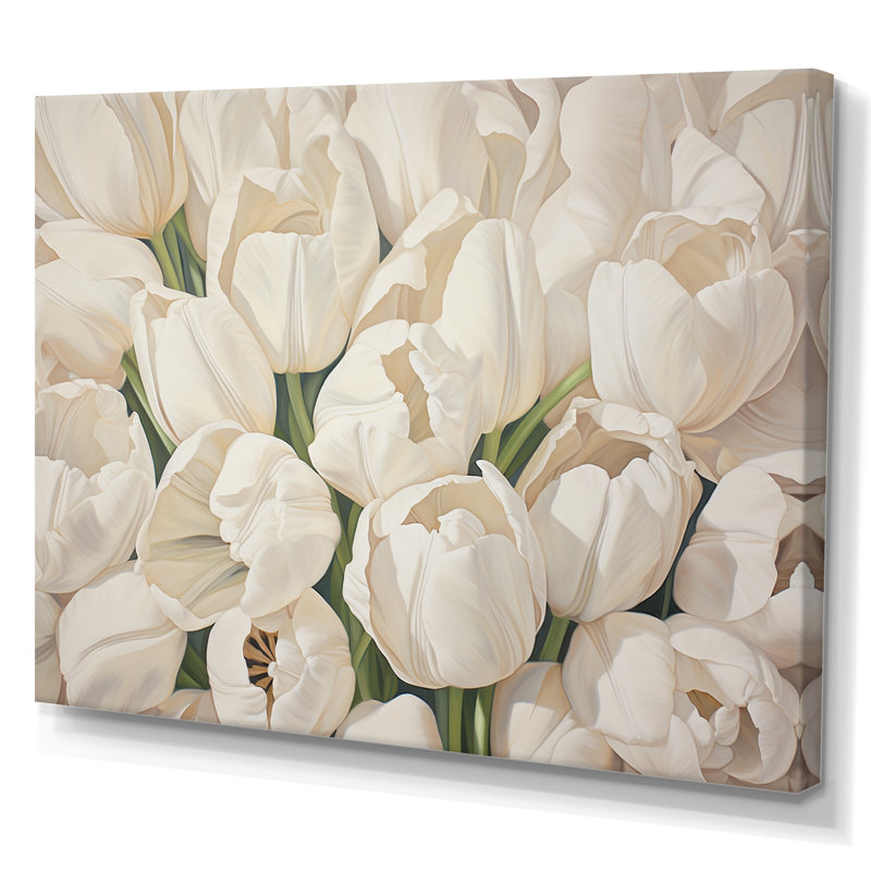 Minimalisme beige tulipes symphonie III - tulipes, Toile tendue, H 12 po x l 20 po x P 1 po