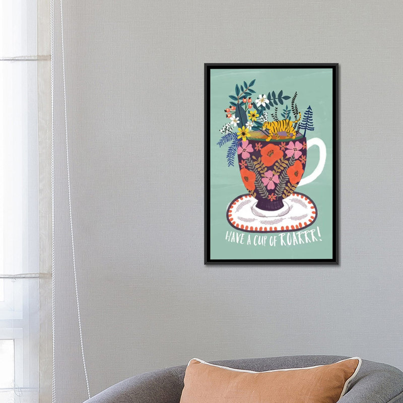 " Tea " by Mia Charro, 26" H x 18" W x 1.5" D, Black Floater Framed Canvas, No Mat