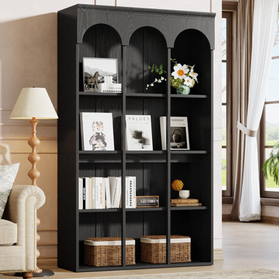 5-Tier 70.9" Tall Arched Bookcase, Freestanding Wooden Bookshelf with Open Storage Shelves