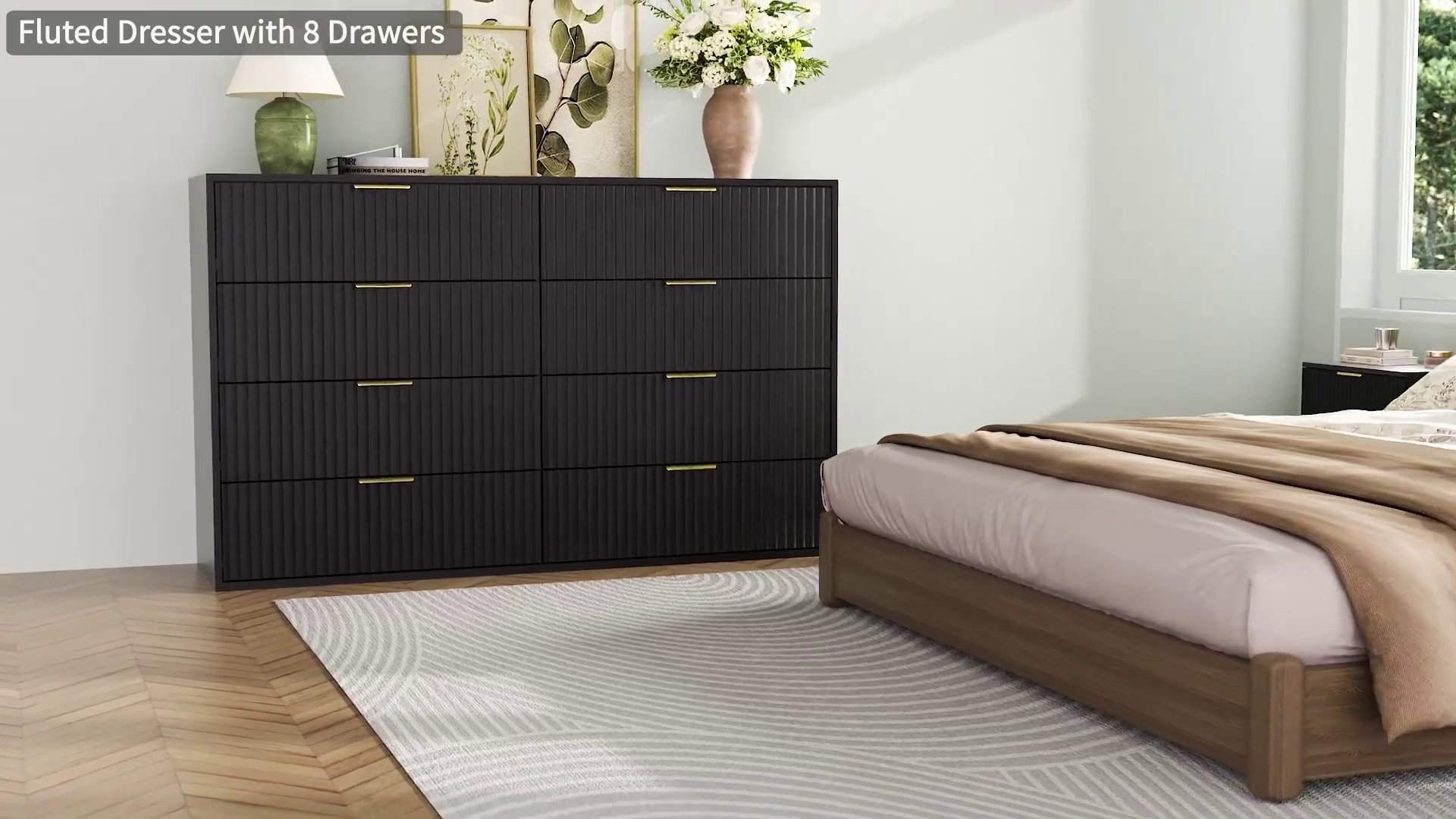 Ebern Designs Fluted Dresser For Bedroom With 8 Drawers, 55" Wide Modern  Chest Of Drawers With Metal Handle & Reviews | Wayfair