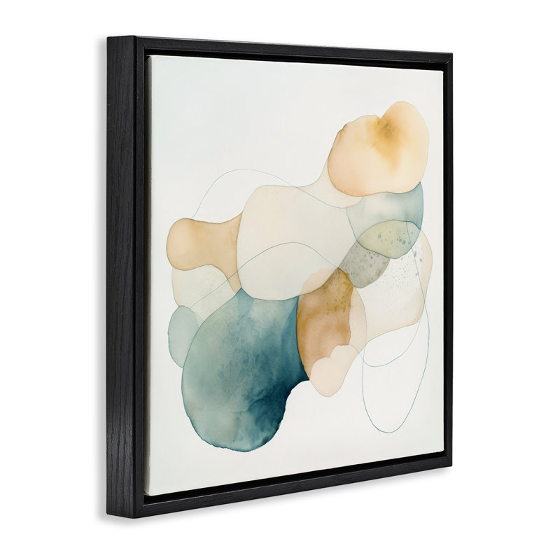 «Soft Soft Oblique Abstract Shapes», art par Irena Orlov, Cadre flottant noir de jais, H 18 po x l 18 po
