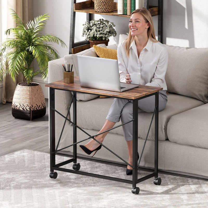 MDF Steel Desk, Brown/Black