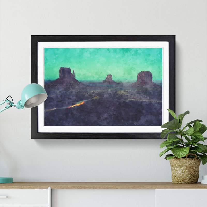Oljato-Monument Valley - Picture Frame Painting Print, 62cm H x 87cm W x 2cm D, Black Framed