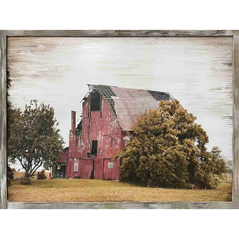Ferme ancienne grange sur toile, H 12 po x l 16 po x P 1 po