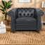 Canapé noir compact et moderne, structure en bois robuste pour le salon