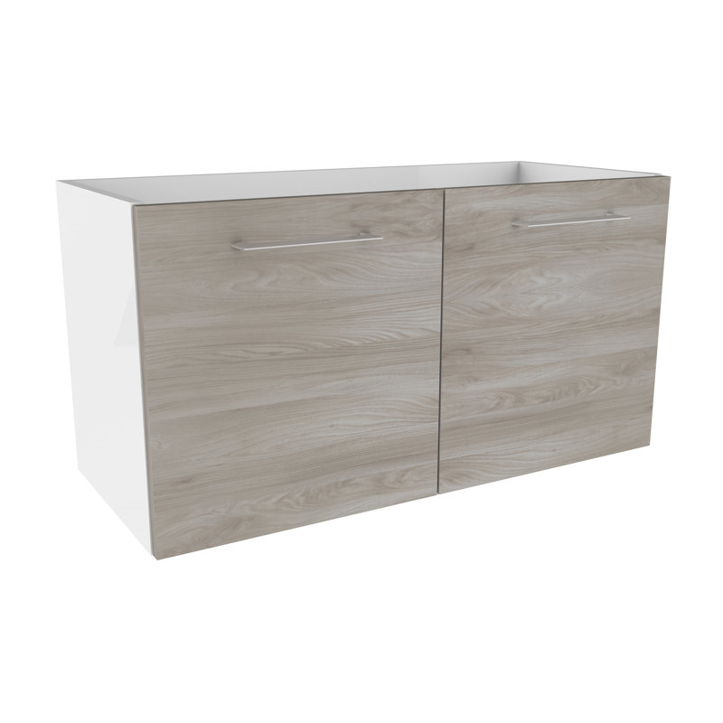 Lima 80cm Single Bathroom Vanity Base Only, White/Stone ash