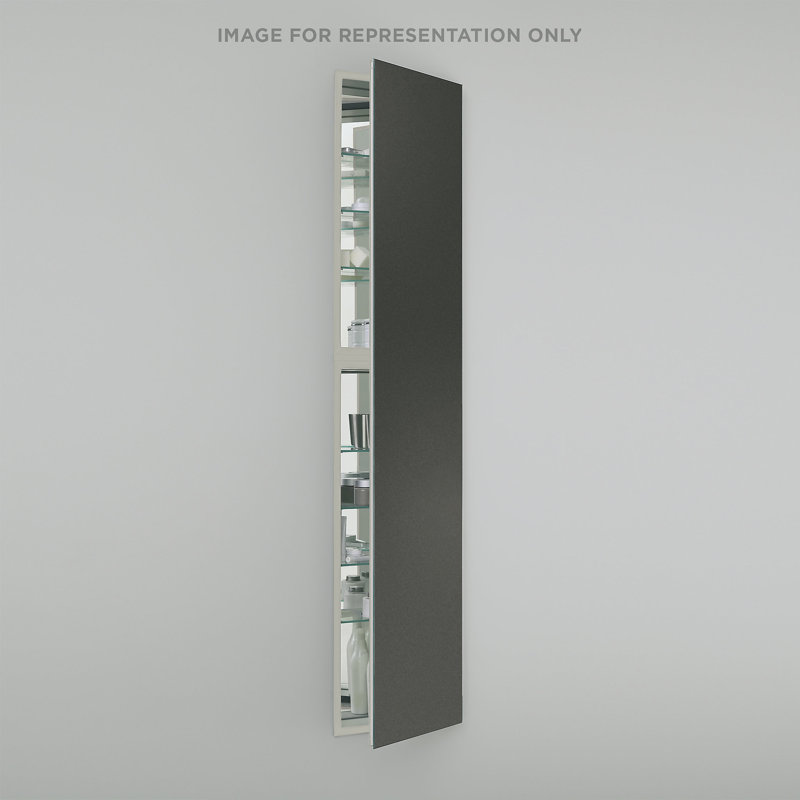 M Series Recessed Framed 1 Door Medicine Cabinet with 7 Adjustable Shelves and LED Lighting, 70" x 19.25" x 8", Right