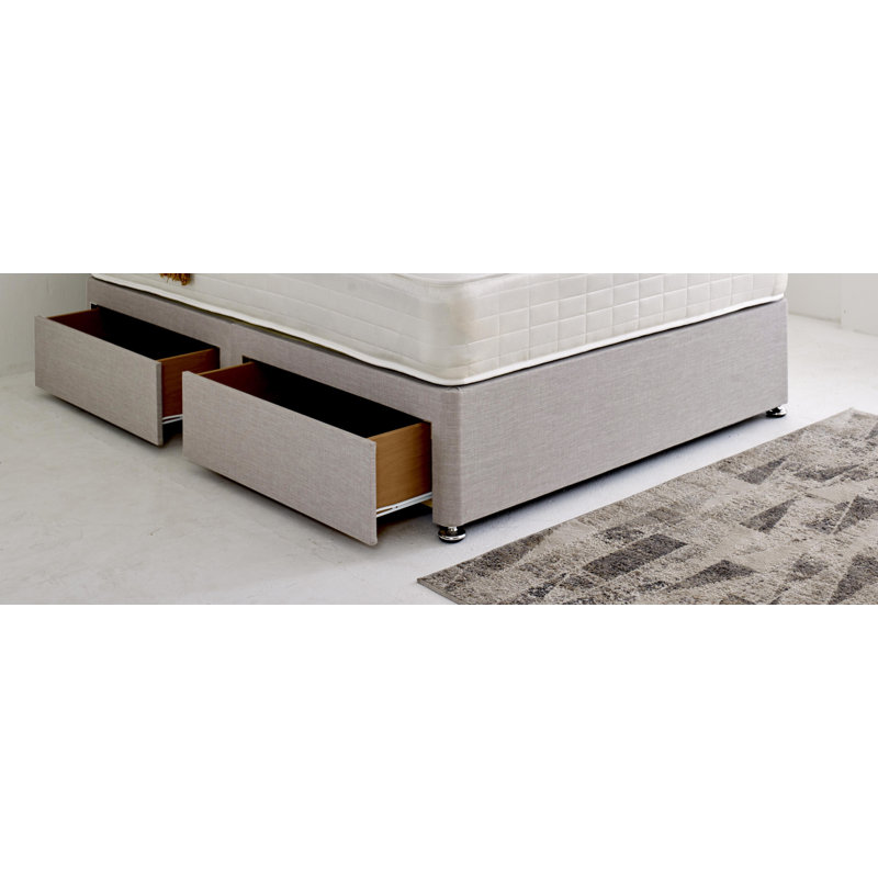 Divan Bed with Autumn Headboard, Small Double (120 x 190 cm), Silver, No Drawers