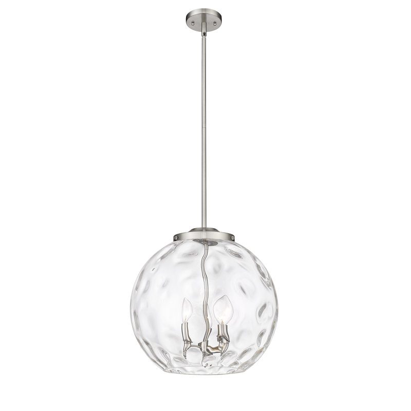 Luminaire suspendu sphère 3 lumières 3 lumières, H 17,13 po x l 15,75 po x P 15,75 po, Nickel satiné brossé