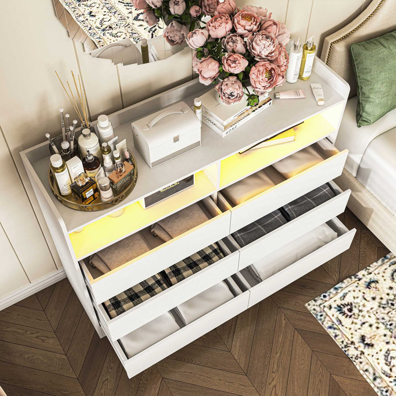 Bassano 46.06'' W 6 - Drawer Dresser, White