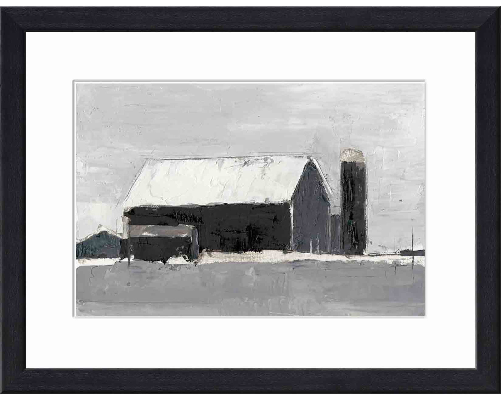 Dynamic Barn I Painting by Ethan Harper, 12"H x 18"W, Black