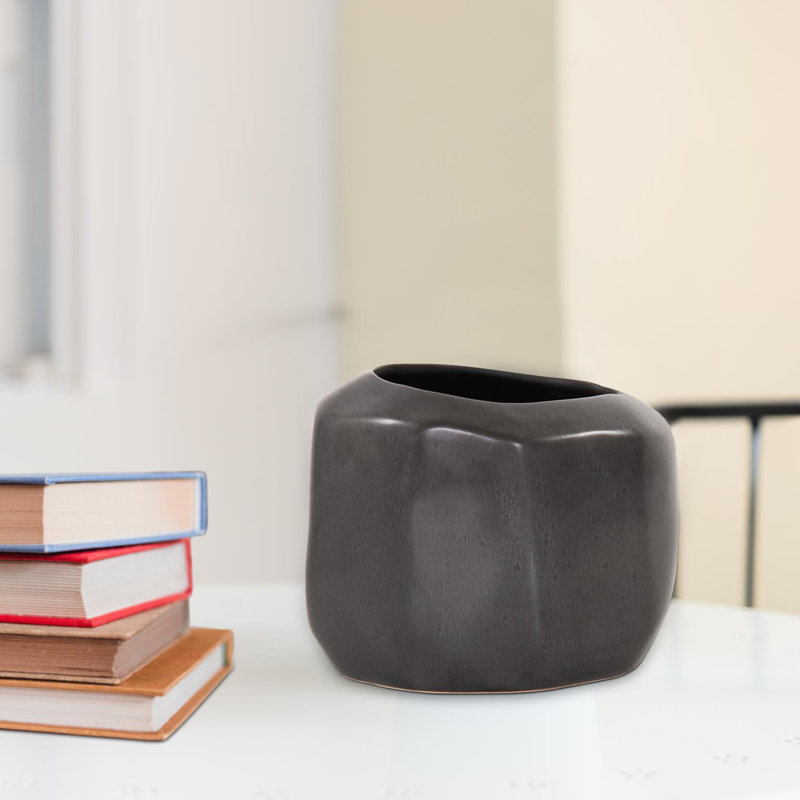 Vase gris Alamo - moyen, H 5 po x l 8,5 po x P 6,25 po