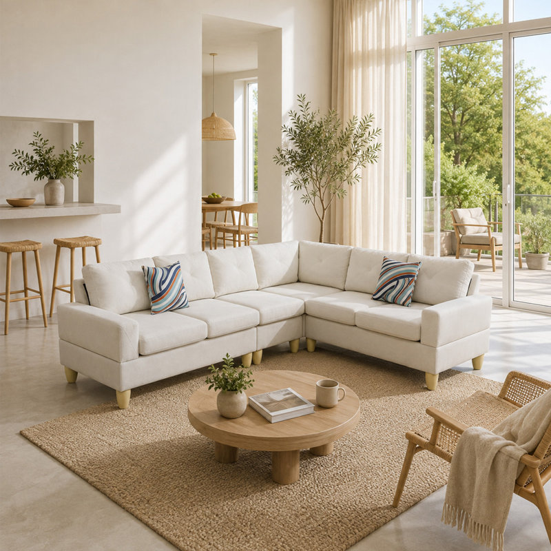 Ensemble de canapés 4 pièces Massa en flanelle, beige