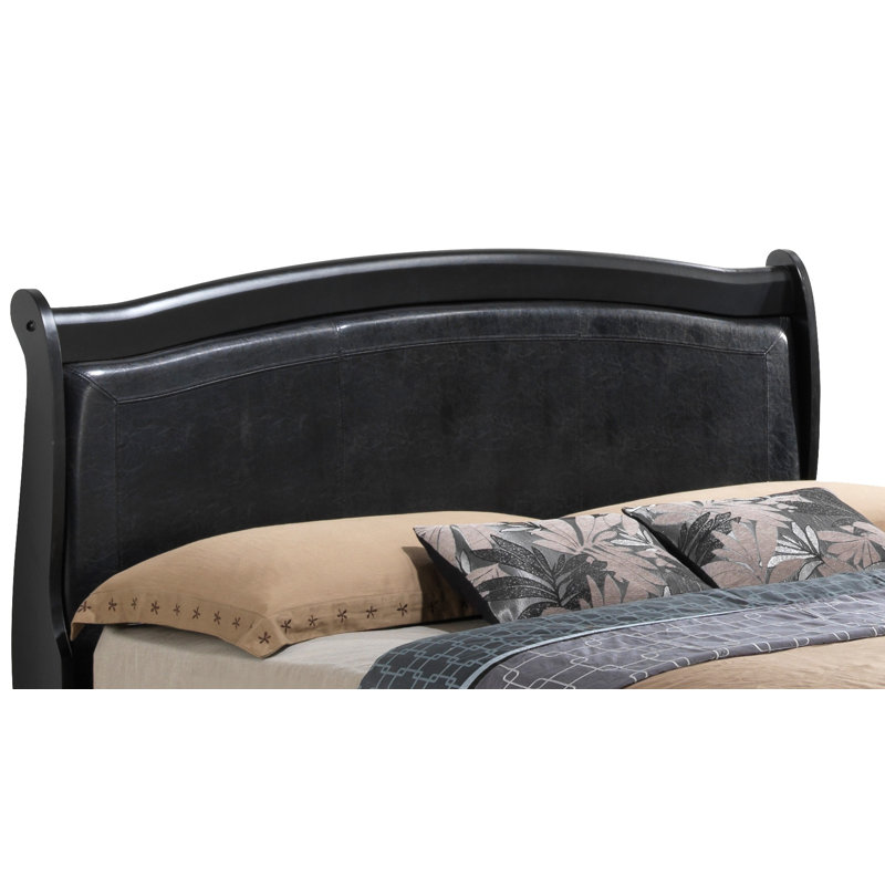 Citronelle Bed With Faux Leather Panel Headboard, Full, Black