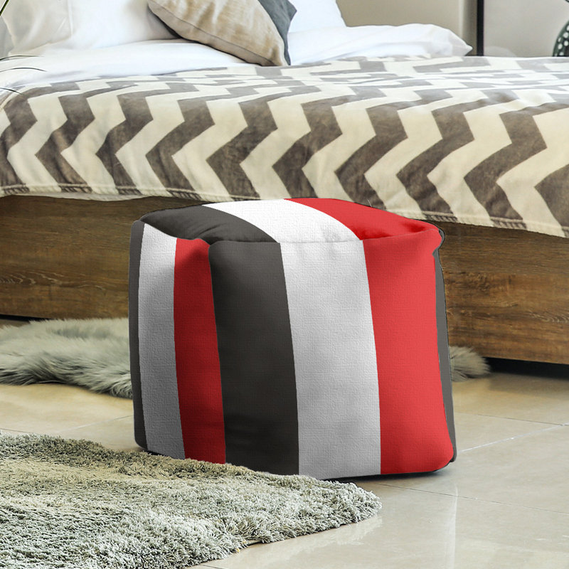 Repose-pieds cubique Tennessee, H 13 po x l 13 po x P 13 po, Blanc / brun / rouge