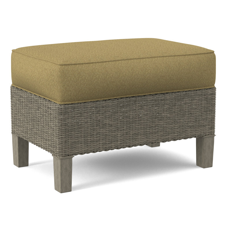 Gibraltar Ottoman, Stone Hearth, Light Blue Performance Fabric; 0851-55