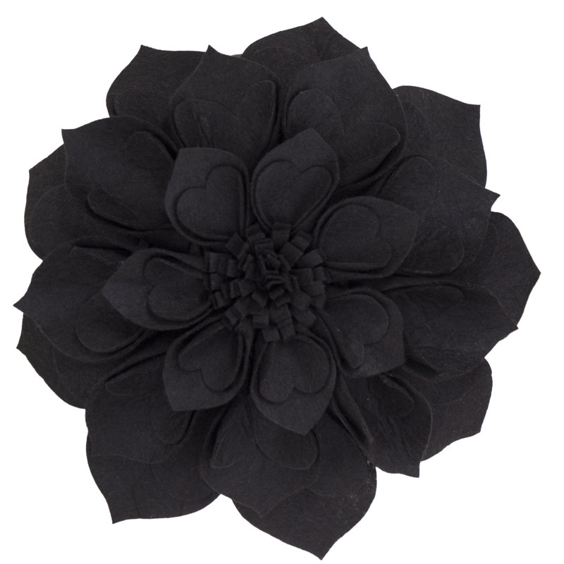 Coussin décoratif Floral, 16 po x 16 po, Noir