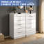 Commode 5 tiroirs avec miroir Highgloss de 50,2 po de hauteur, blanc @Trishia Mae Gurrea-1139837417